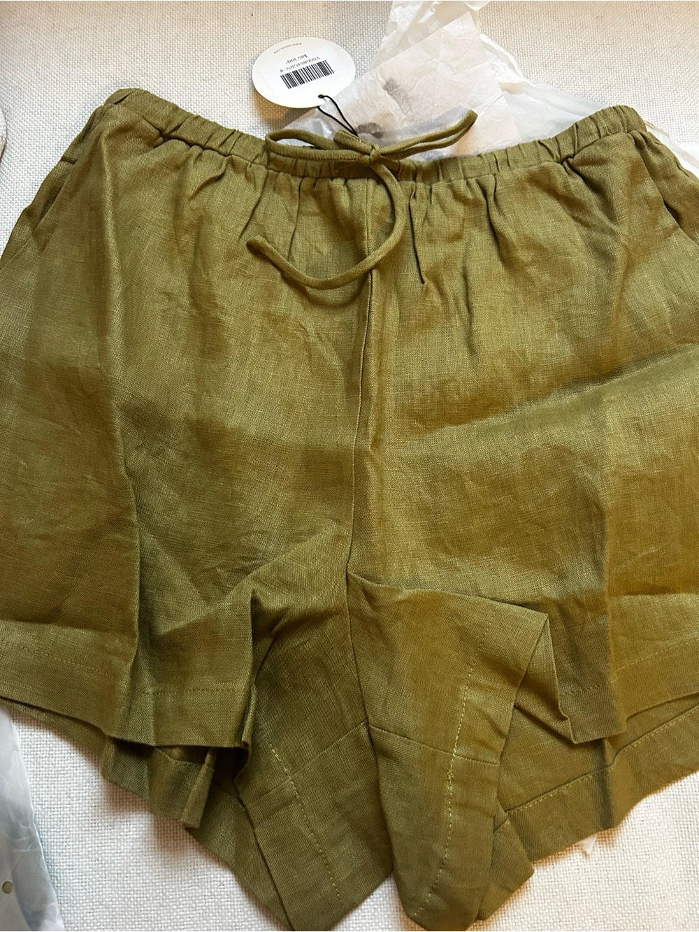 NWT • Nettie linen shorts in olive - Picture 7 of 12